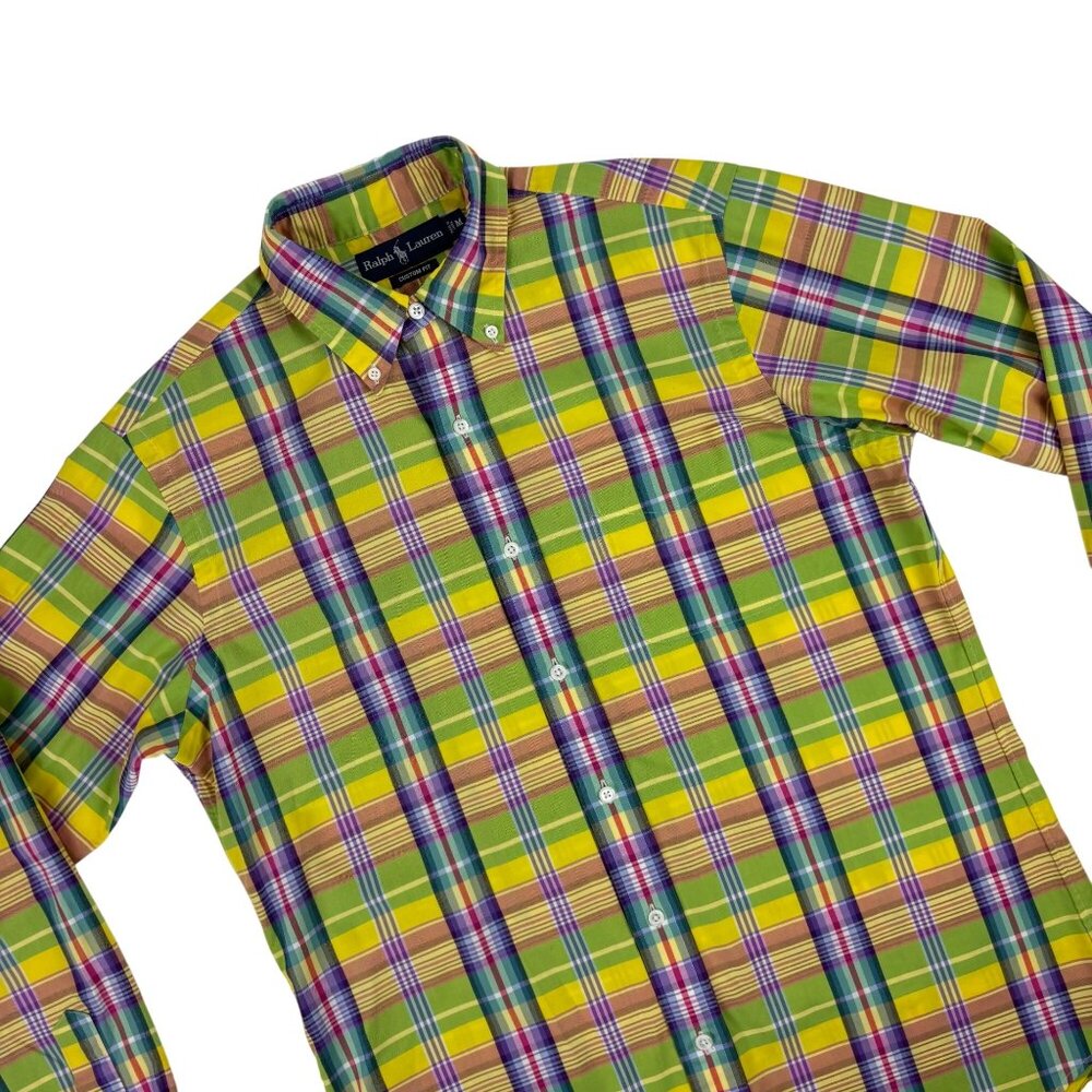 Ralph Lauren Plaid Shirt Mens Medium Custom Fit Cotton Spring Multicolor Oxford - Picture 5 of 10